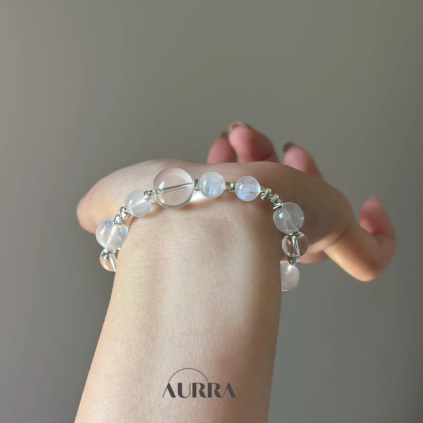 Calm & Stress Relief | Blue Moonstone & Clear Quartz Bracelet Aurra Crystal