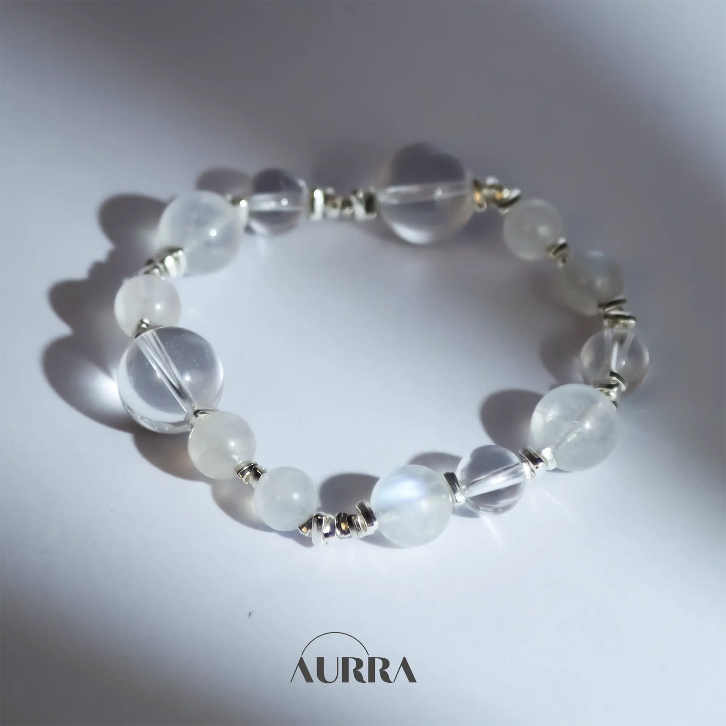 Calm & Stress Relief | Blue Moonstone & Clear Quartz Bracelet Aurra Crystal