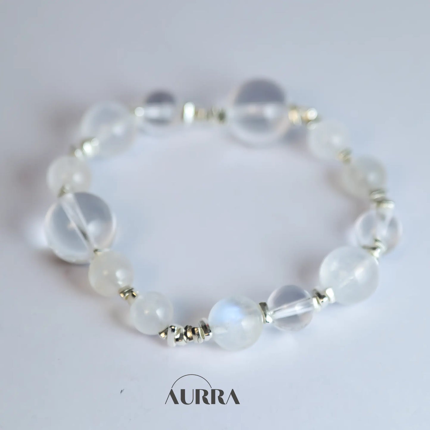Calm & Stress Relief | Blue Moonstone & Clear Quartz Bracelet Aurra Crystal