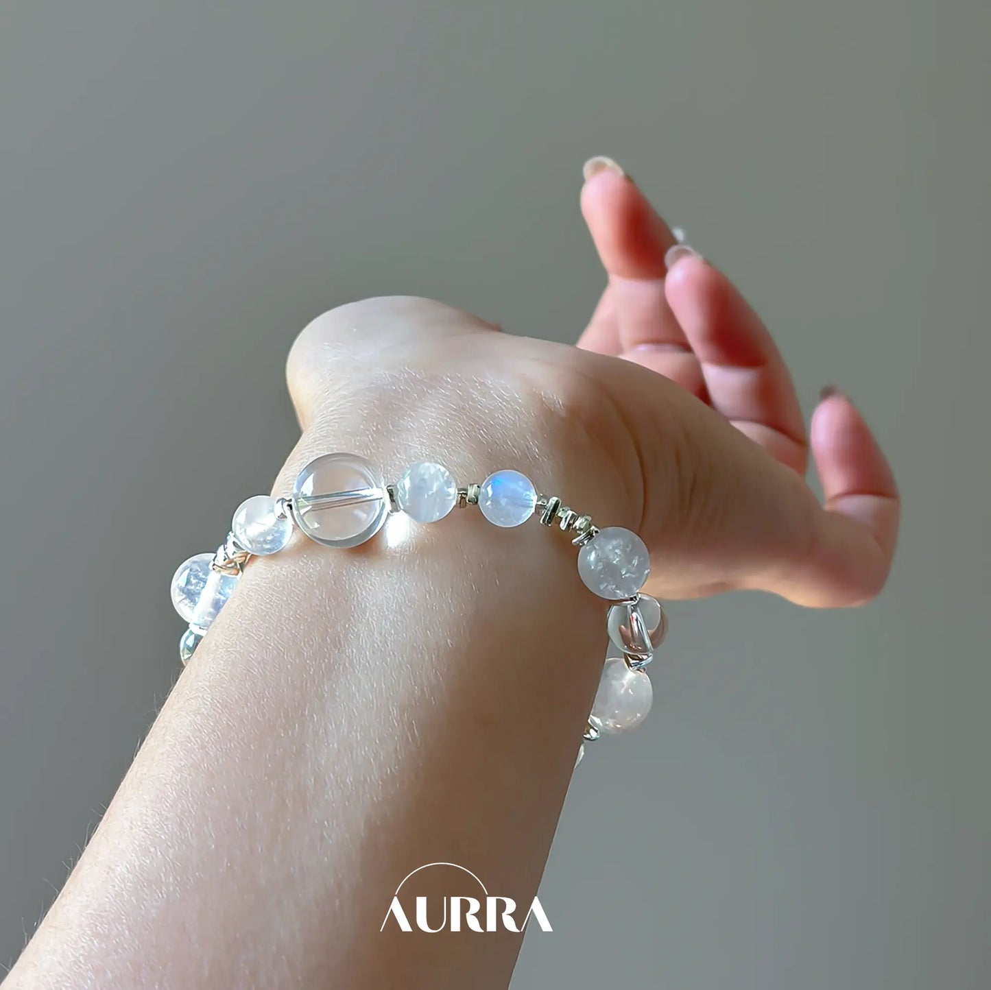 Calm & Stress Relief | Blue Moonstone & Clear Quartz Bracelet Aurra Crystal