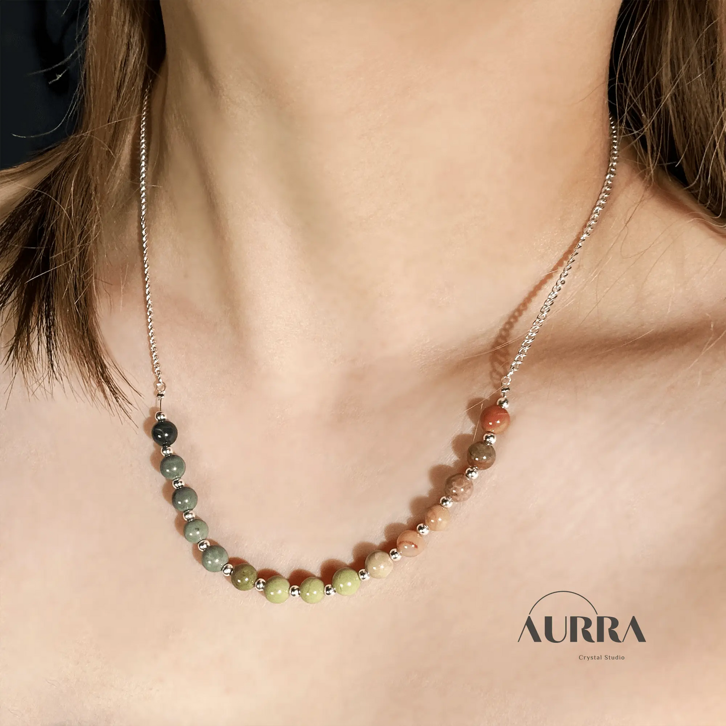 Calming | All - in - One Colorful Alashan Agate Necklace - Aurra Crystal