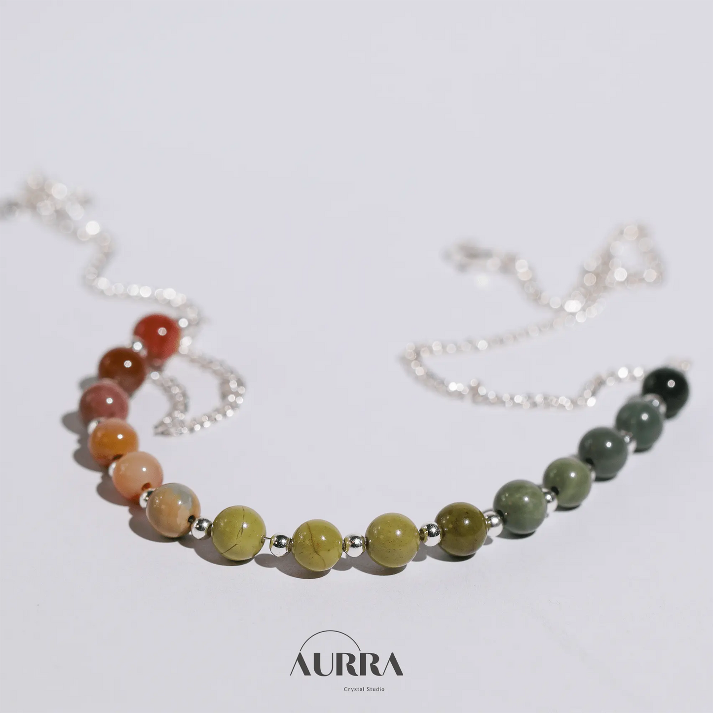 Calming | All - in - One Colorful Alashan Agate Necklace - Aurra Crystal