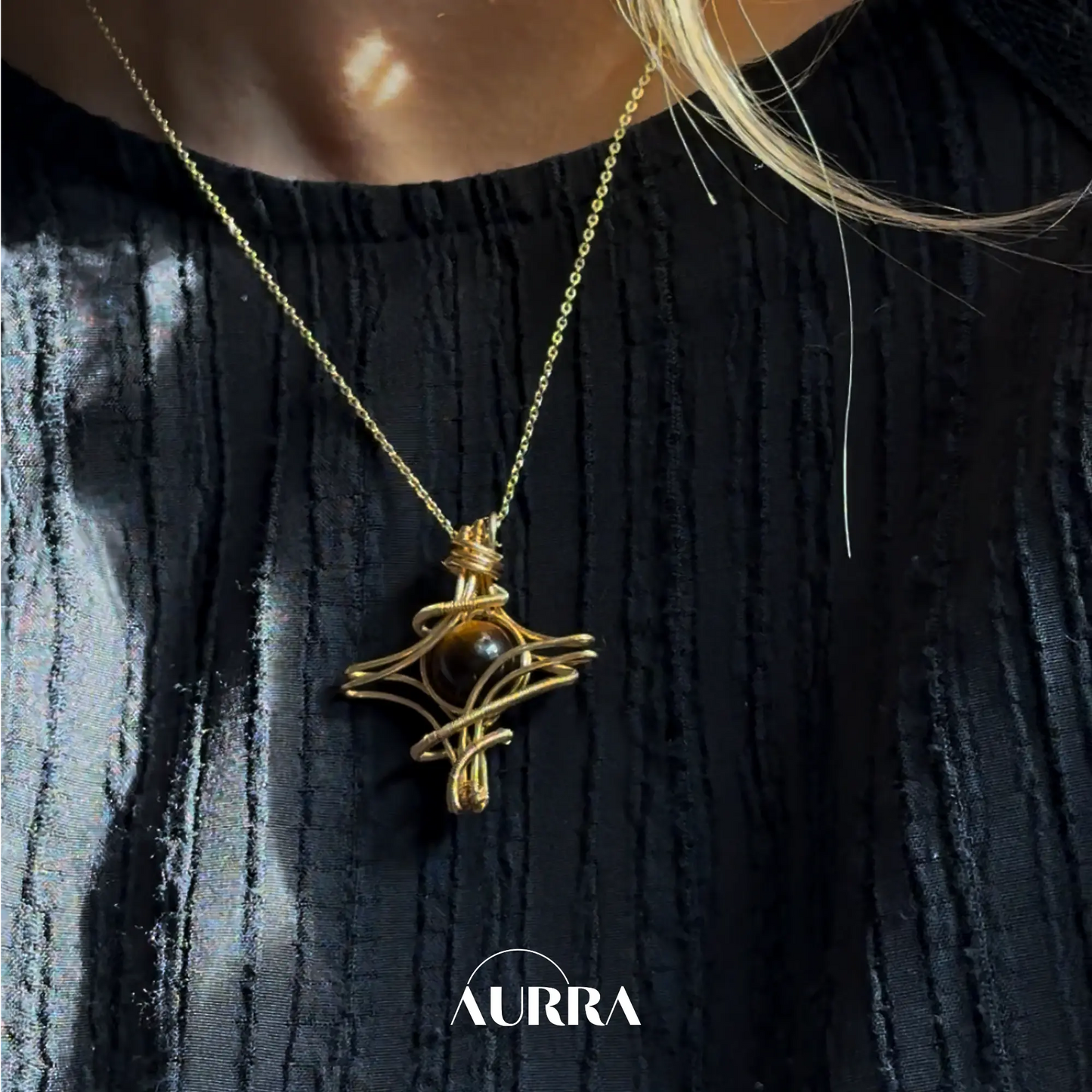 Motivation | Hand-wired Tiger's Eye Star Pendant Adjustable Necklace Aurra Crystal