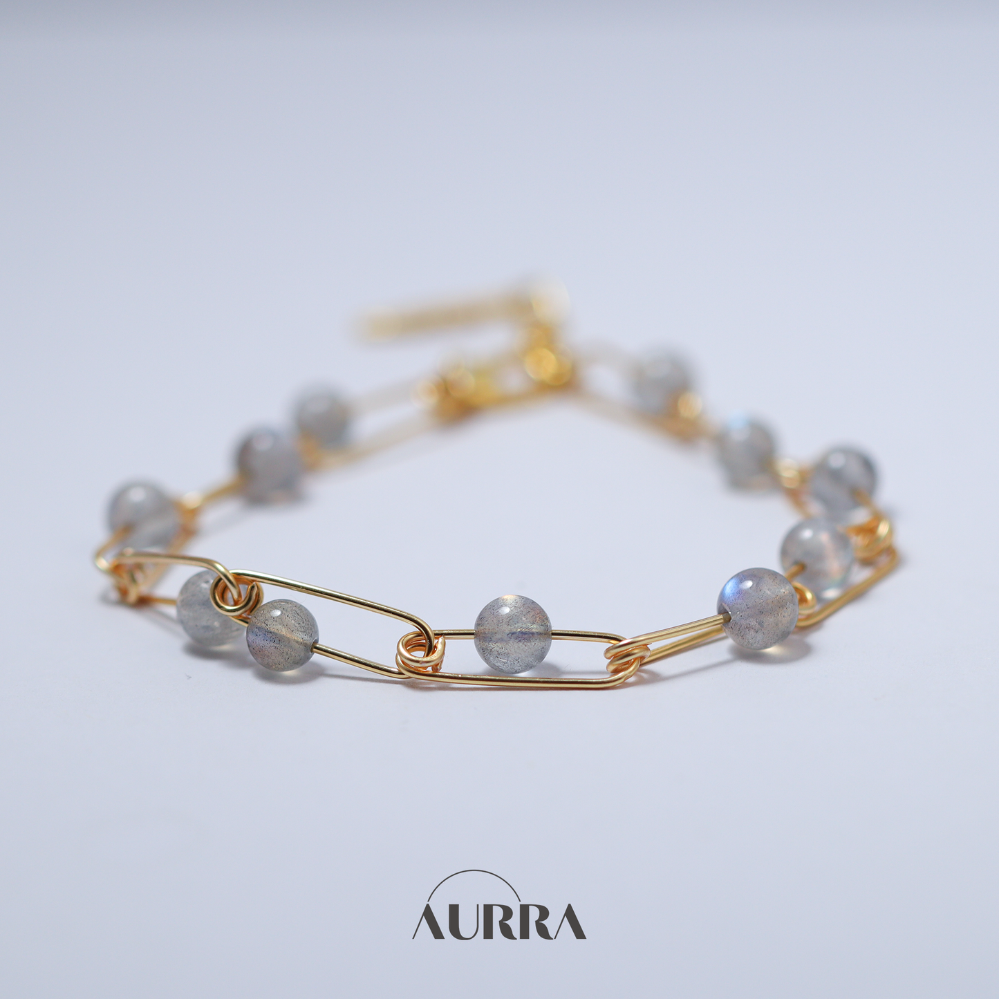 Calmness | Hand-wired Labradorite Safety Pin Bracelet