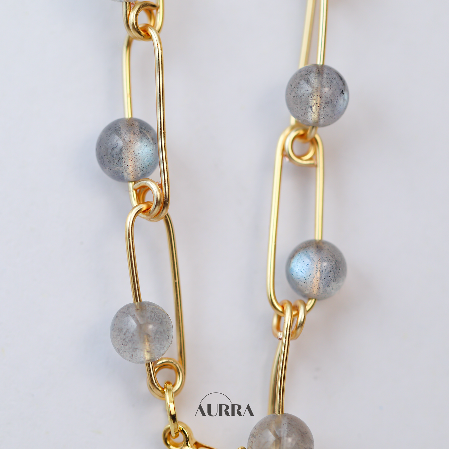 Calmness | Hand-wired Labradorite Safety Pin Bracelet