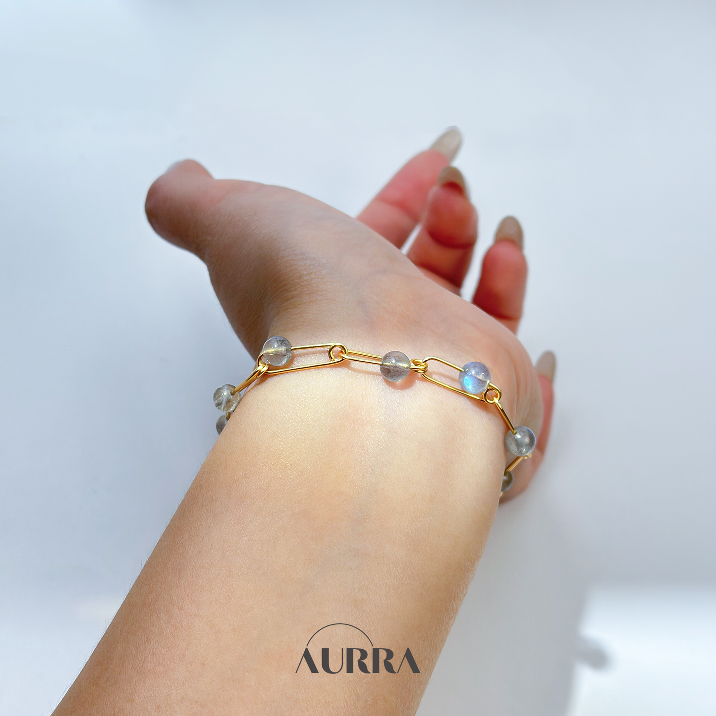 Calmness | Hand-wired Labradorite Safety Pin Bracelet