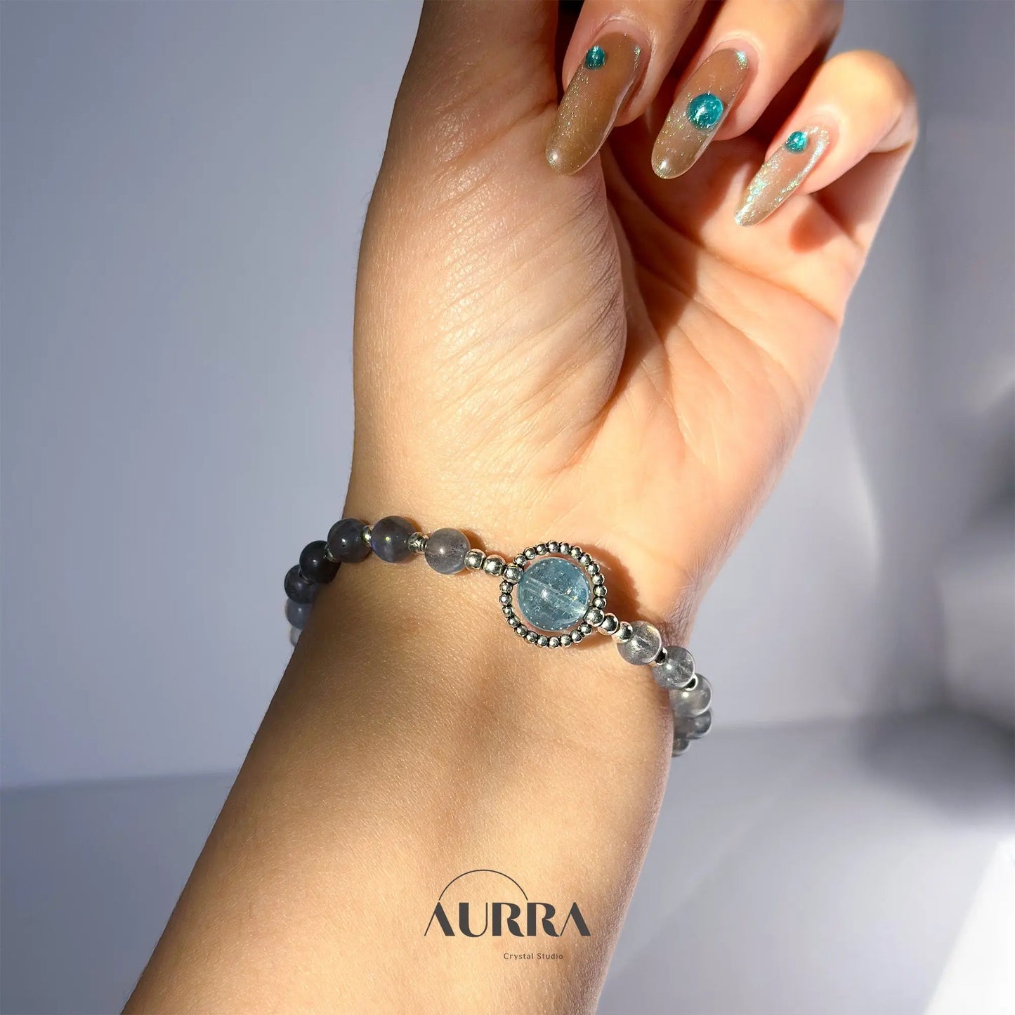 Stress Relief | Aquamarine & Labradorite Bracelet - Aurra Crystal