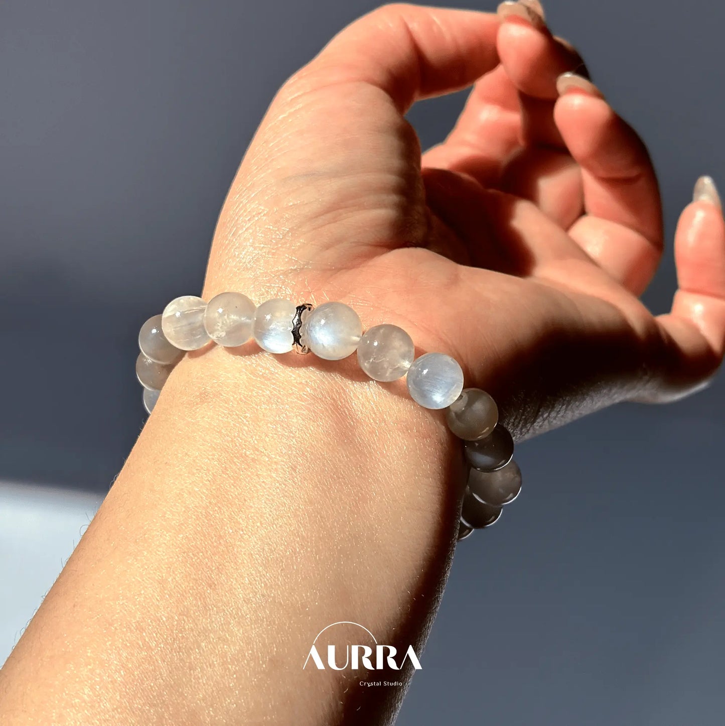 Stress Relief & Sleep Support | Silver & Blue Moonstone Bracelet - Aurra Crystal