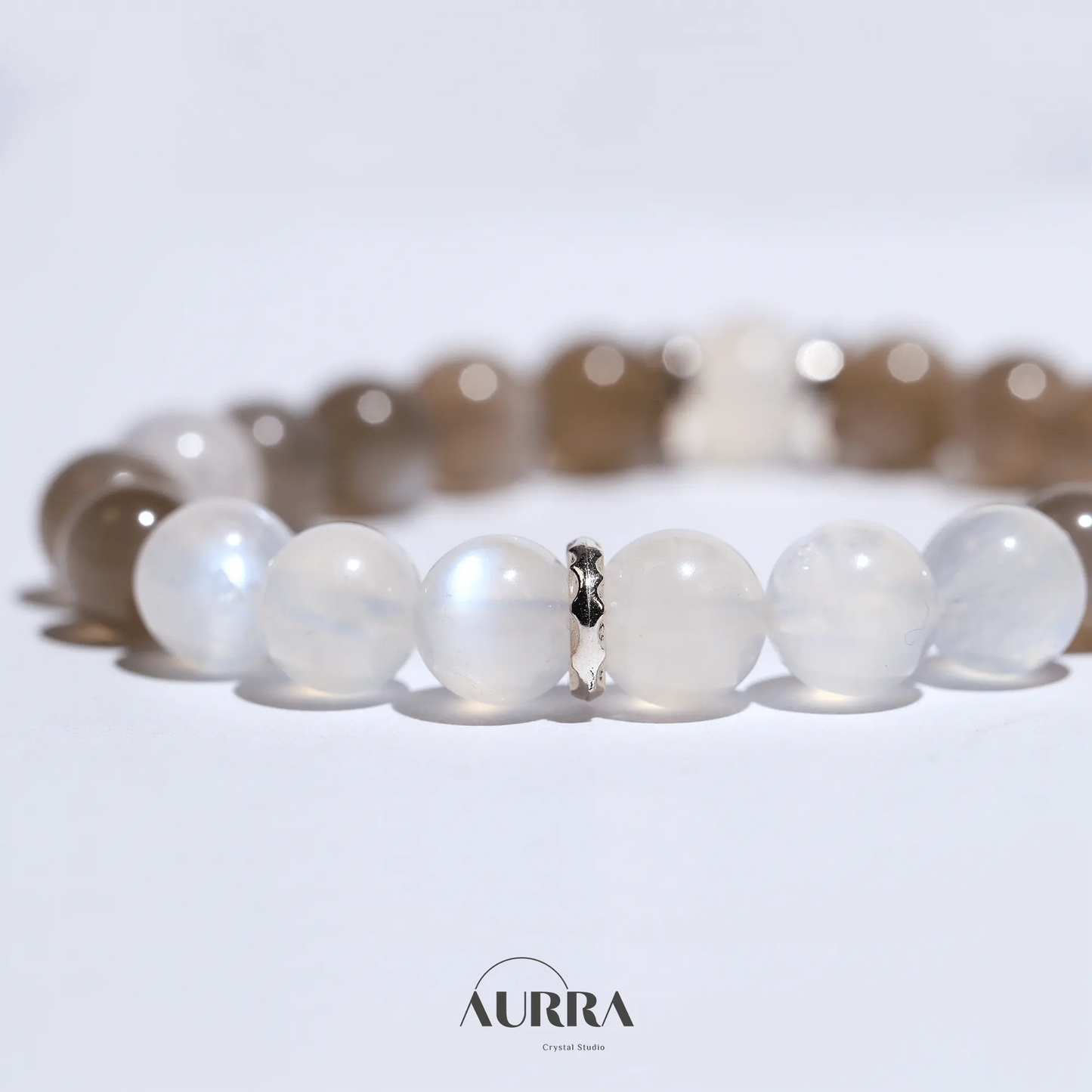 Stress Relief & Sleep Support | Silver & Blue Moonstone Bracelet - Aurra Crystal