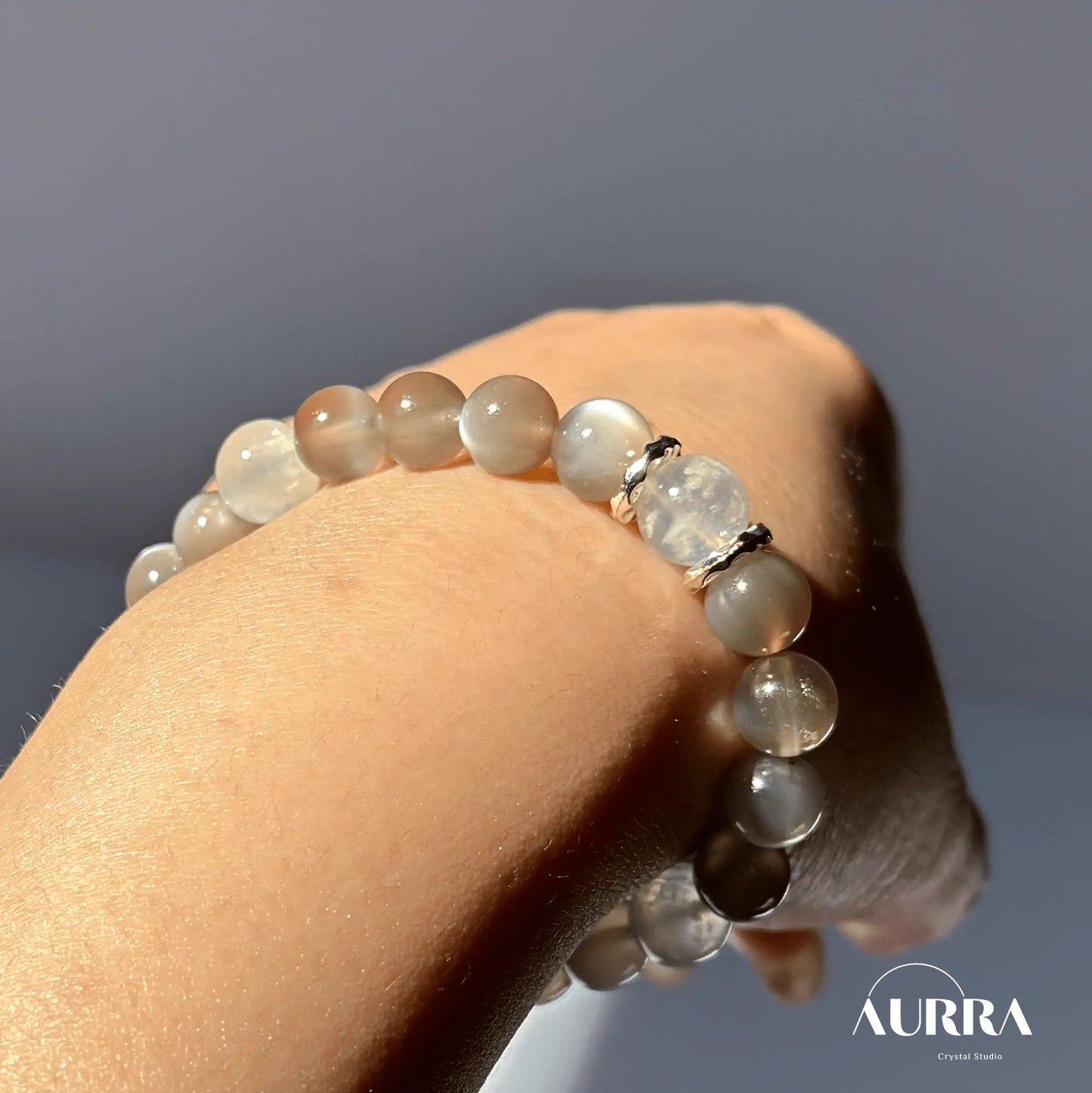Stress Relief & Sleep Support | Silver & Blue Moonstone Bracelet - Aurra Crystal