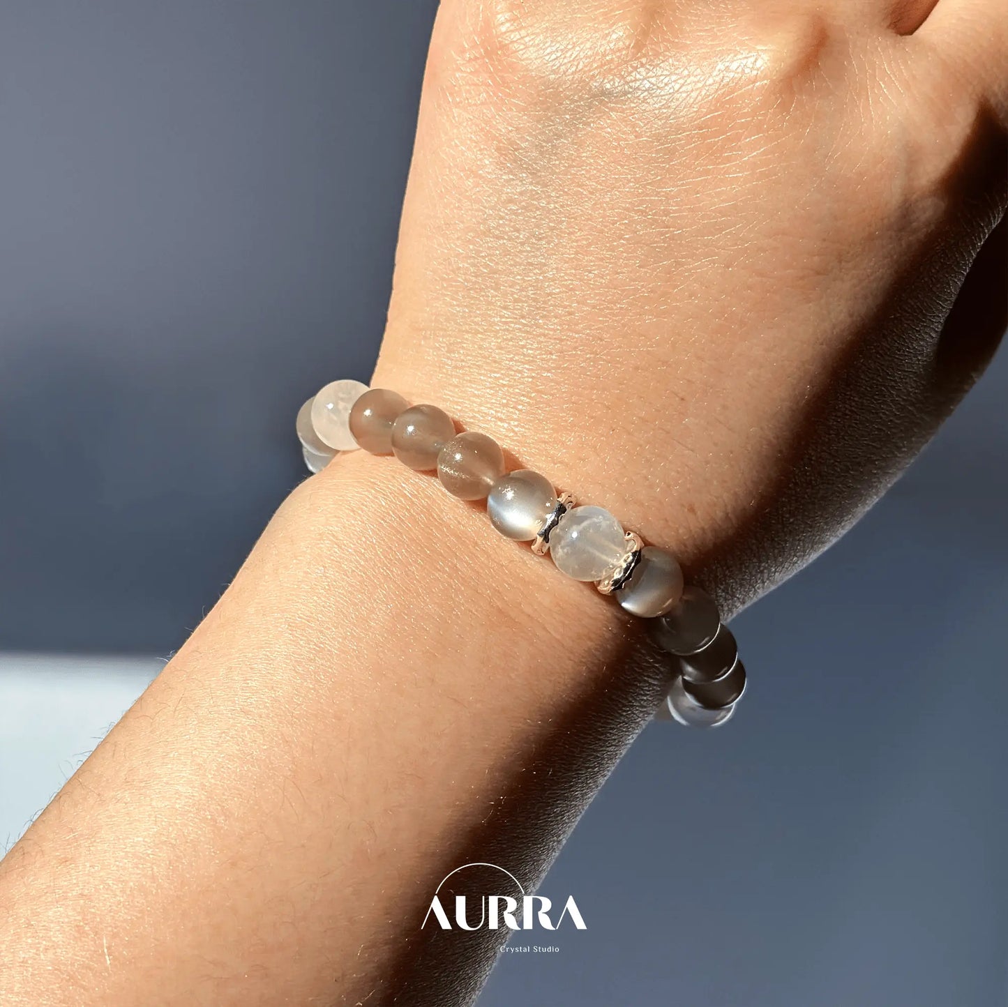 Stress Relief & Sleep Support | Silver & Blue Moonstone Bracelet - Aurra Crystal