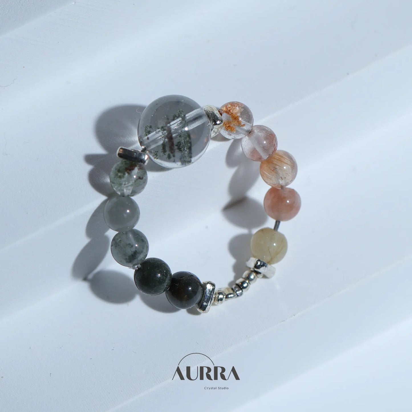 Green Phantom & Garden Phantom Quartz Ring |Abundance & Career Growth - Aurra Crystal