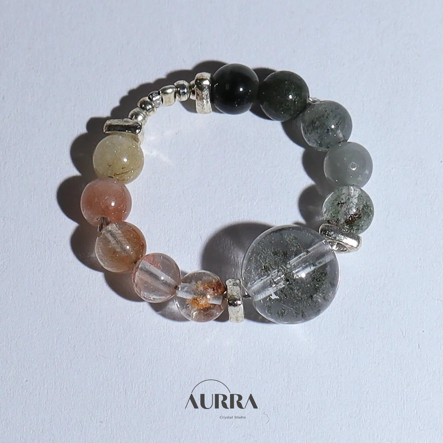 Green Phantom & Garden Phantom Quartz Ring |Abundance & Career Growth - Aurra Crystal