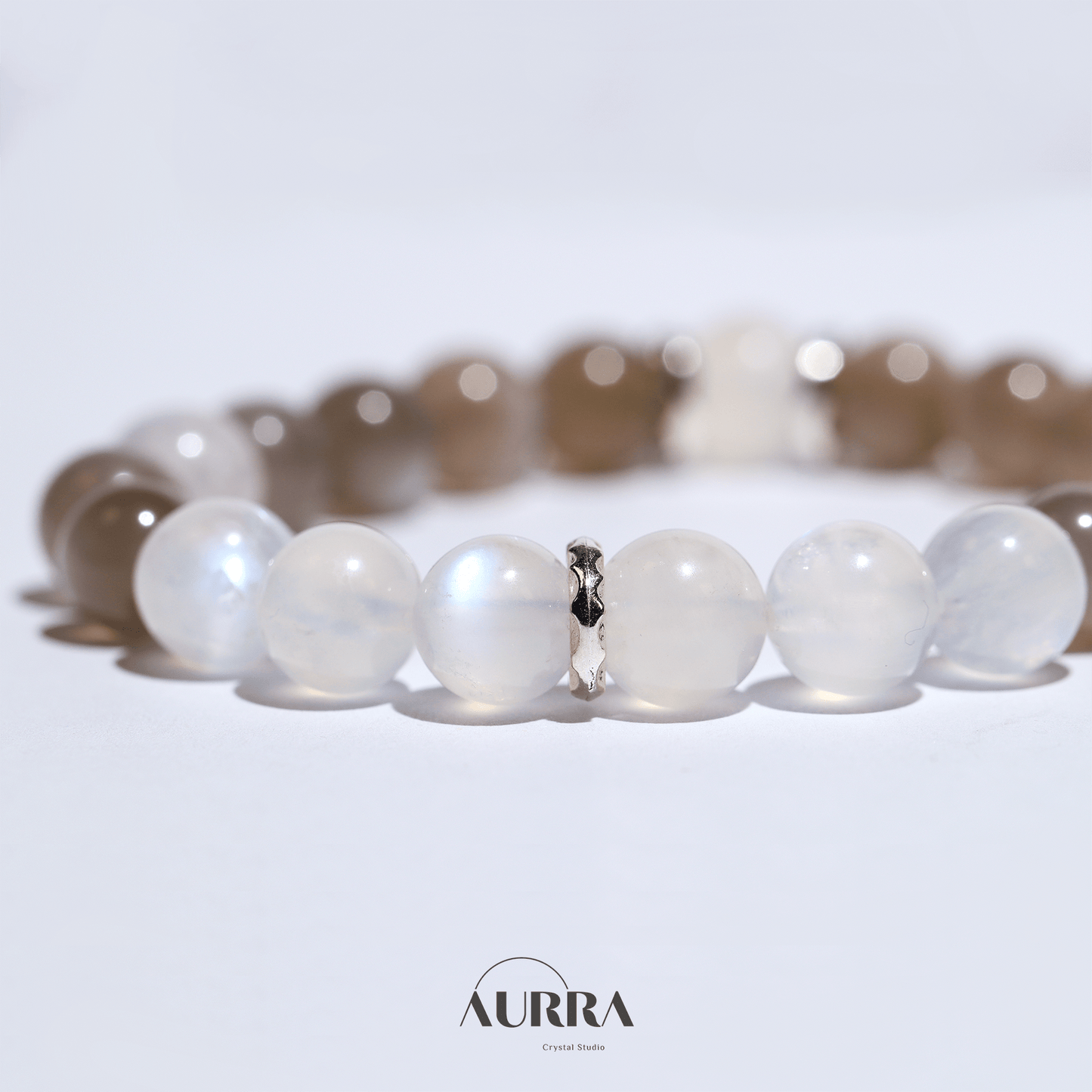 Stress Relief & Sleep Support | Silver & Blue Moonstone Bracelet - Aurra Crystal