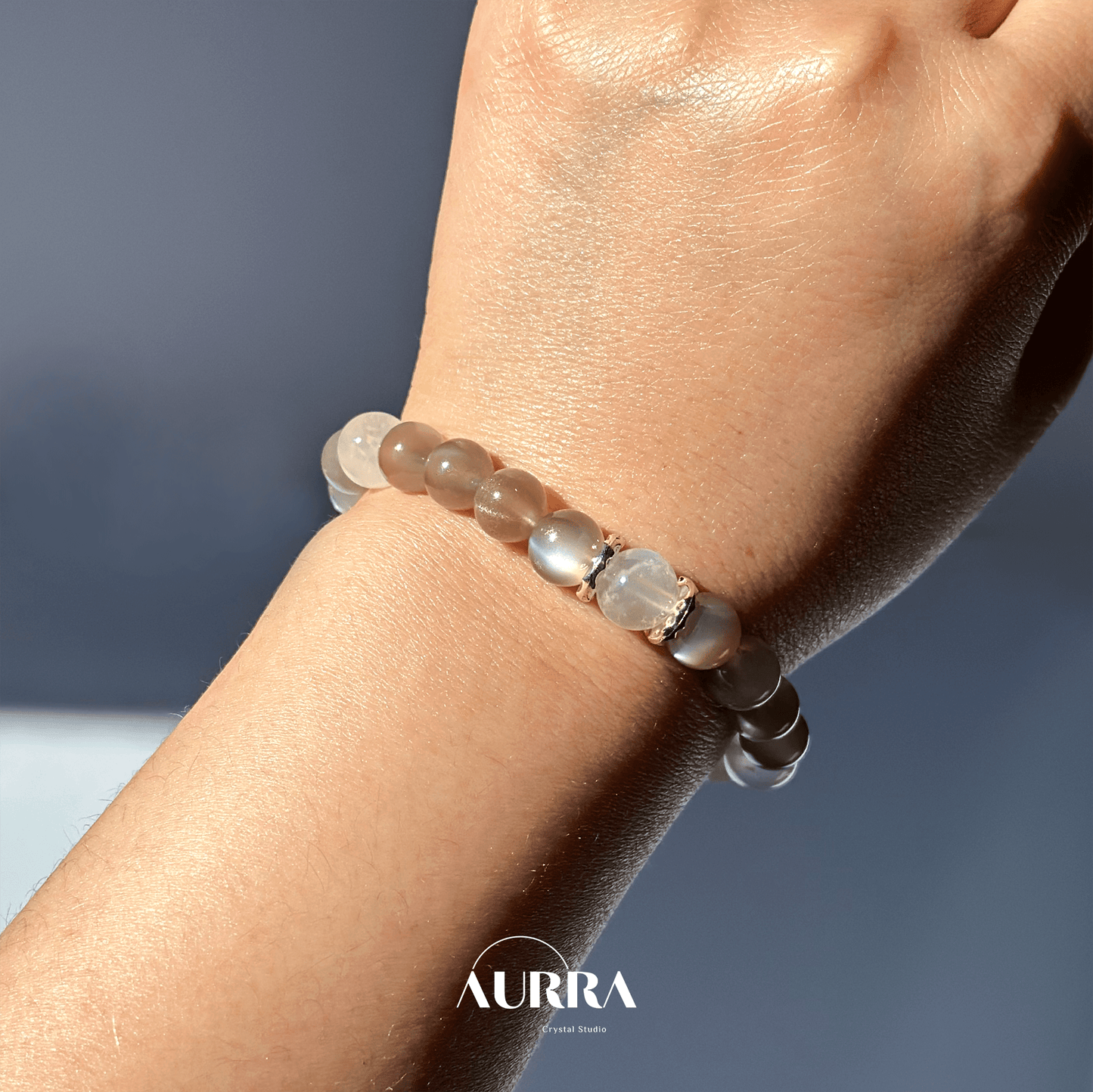 Stress Relief & Sleep Support | Silver & Blue Moonstone Bracelet - Aurra Crystal