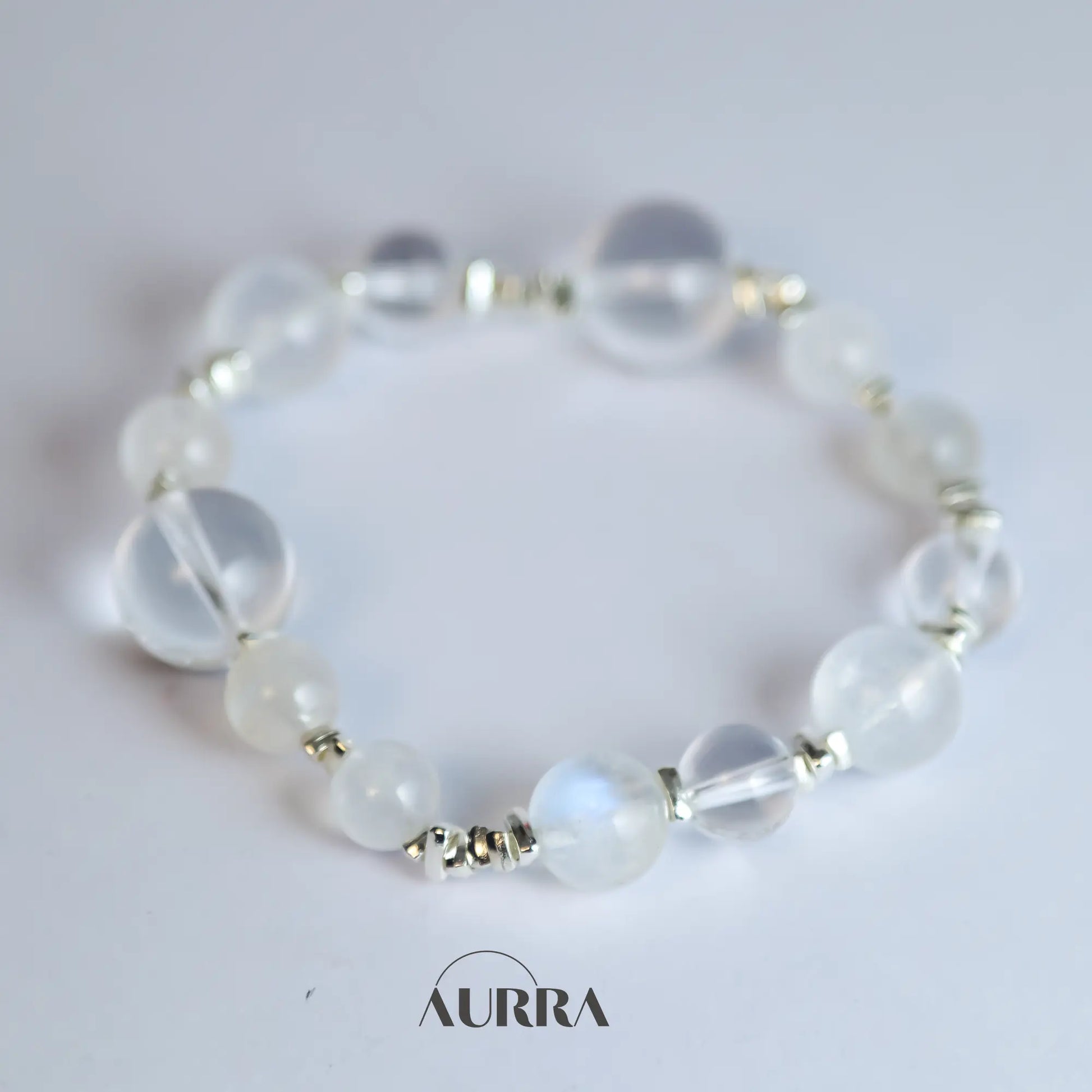 Calm & Stress Relief | Blue Moonstone & Clear Quartz Bracelet  Aurra Crystal