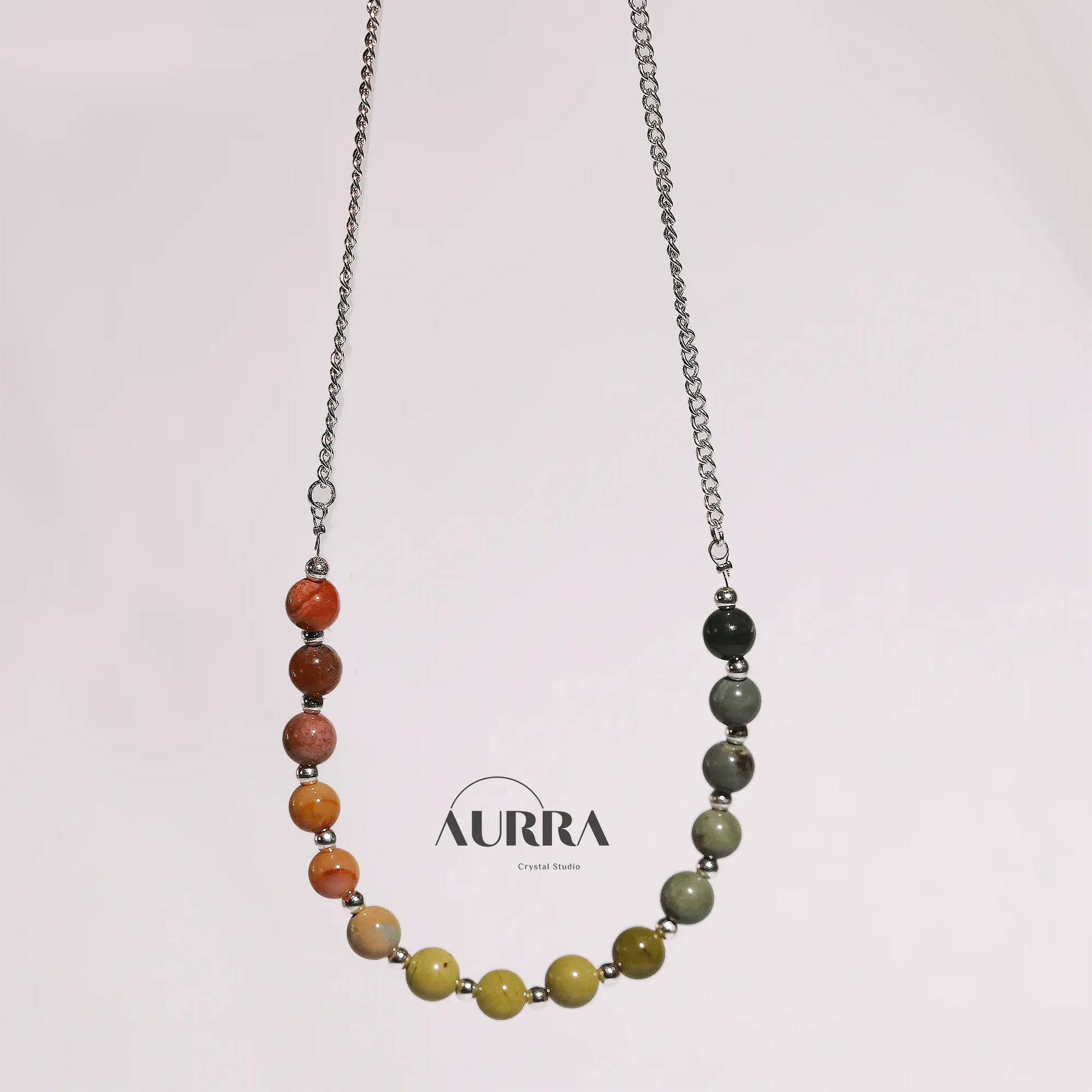 Calming | All - in - One Colorful Alashan Agate Necklace - Aurra Crystal