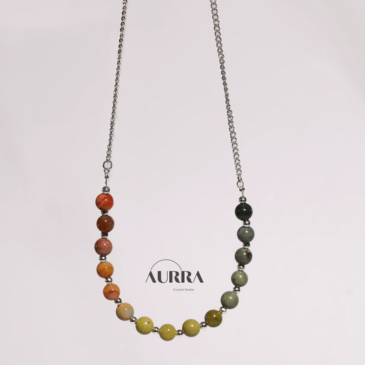 Calming | All - in - One Colorful Alashan Agate Necklace - Aurra Crystal