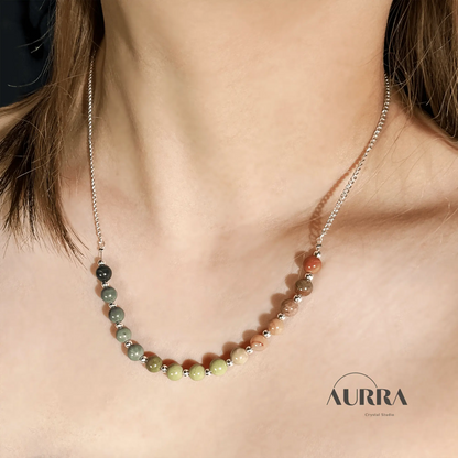 Calming | All - in - One Colorful Alashan Agate Necklace - Aurra Crystal