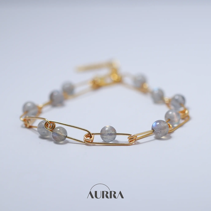 Calmness | Hand-wired Labradorite Safety Pin Bracelet  Aurra Crystal