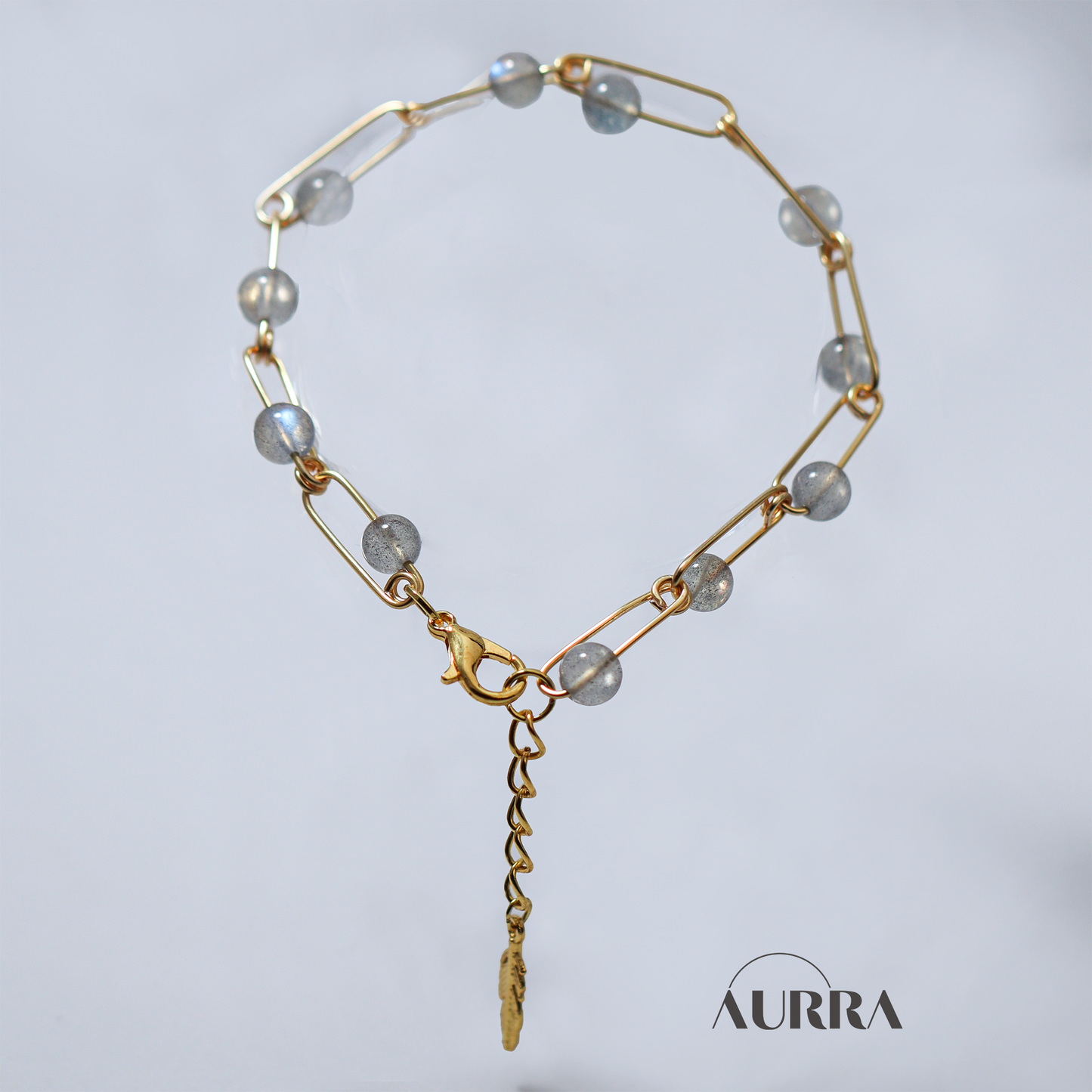 Calmness | Hand-wired Labradorite Safety Pin Bracelet  Aurra Crystal