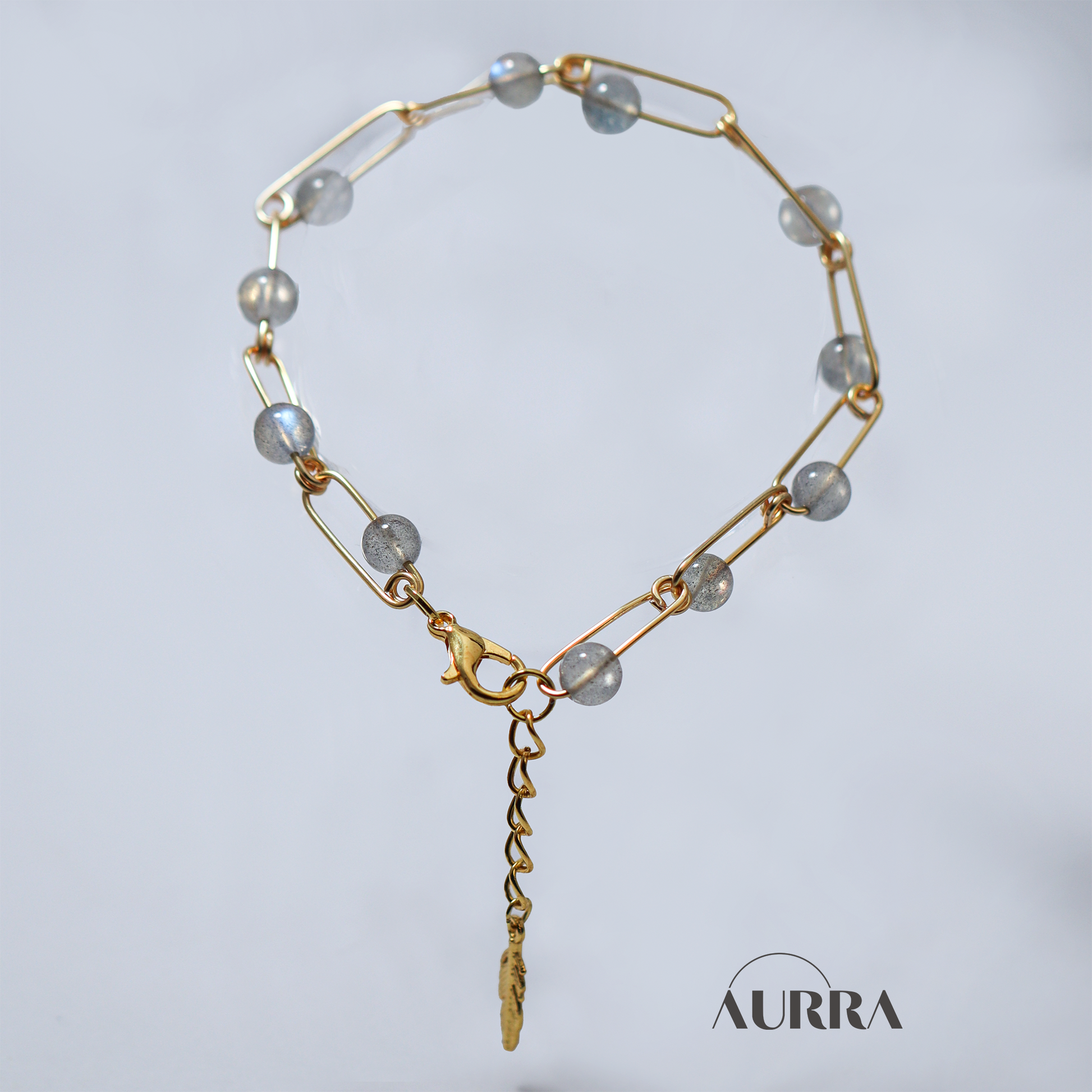 Calmness | Hand-wired Labradorite Safety Pin Bracelet  Aurra Crystal