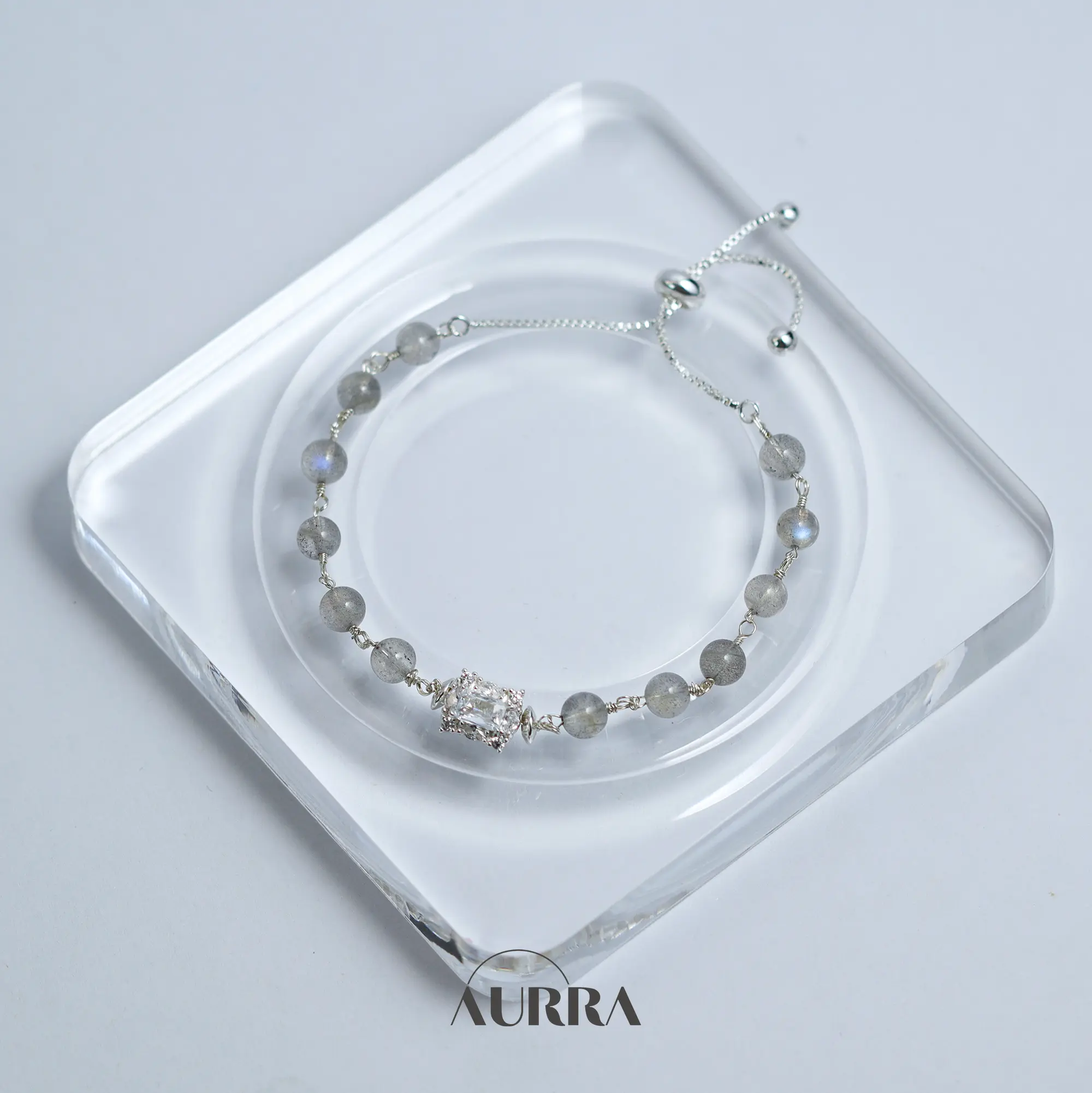 Calmness | Labradorite Wire-wrapped Link Bracelet  Aurra Crystal