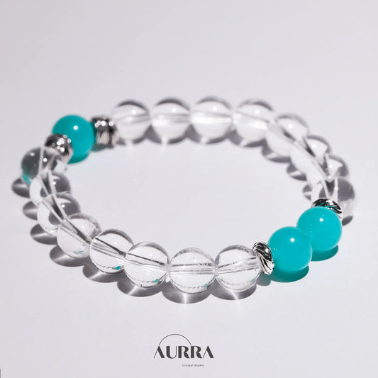 Clarity & Calm | Amazonite & Clear Quartz Energy Bracelet - Aurra Crystal