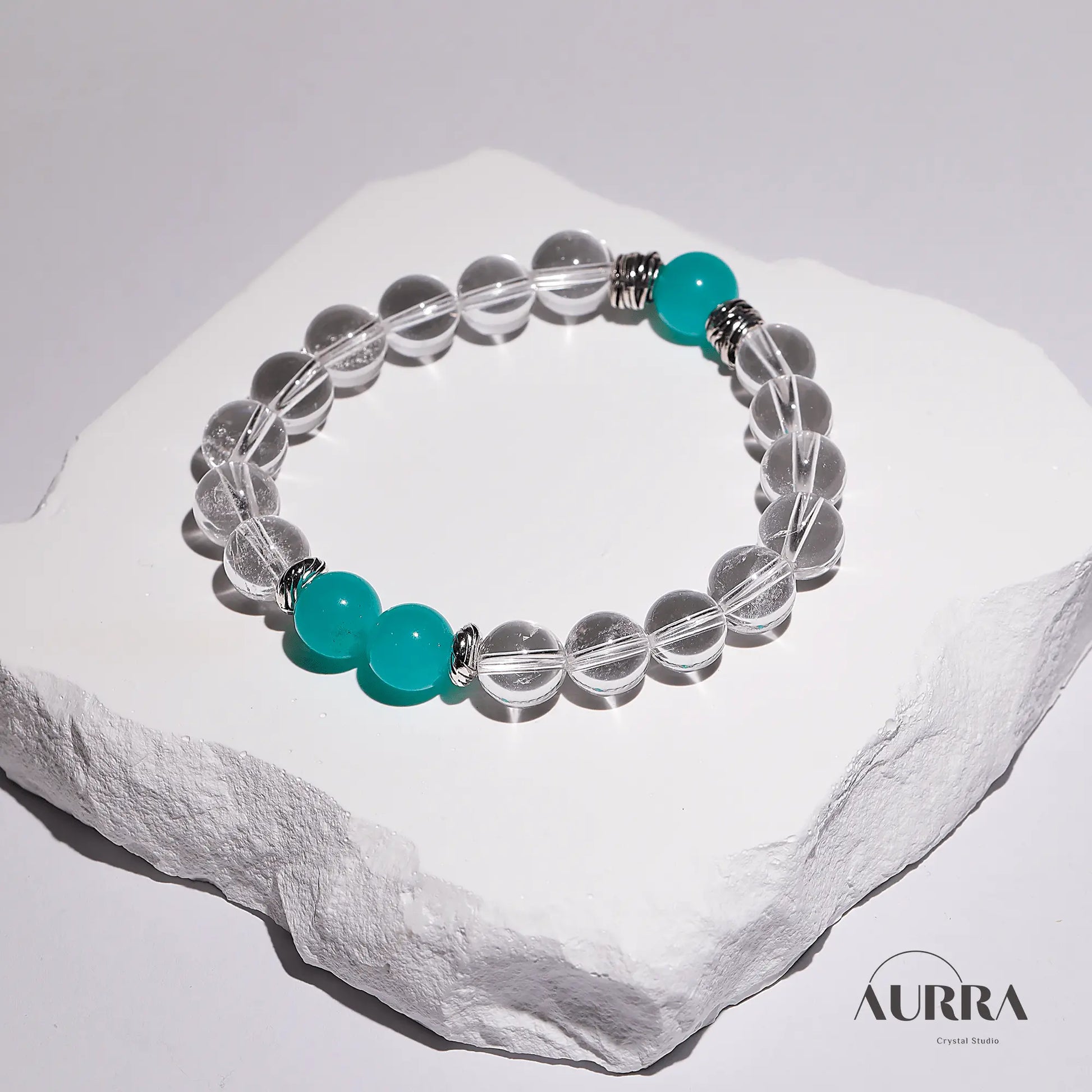 Clarity & Calm | Amazonite & Clear Quartz Energy Bracelet - Aurra Crystal