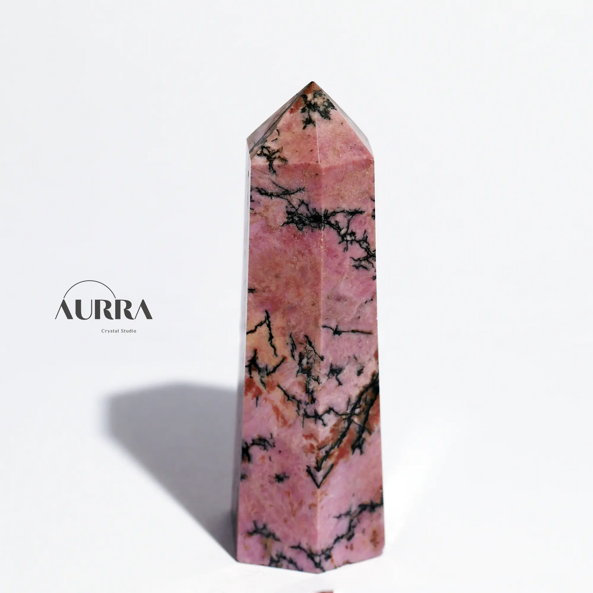 Emotional Healing | Rhodonite Tower 3.39 in Aurra Crystal