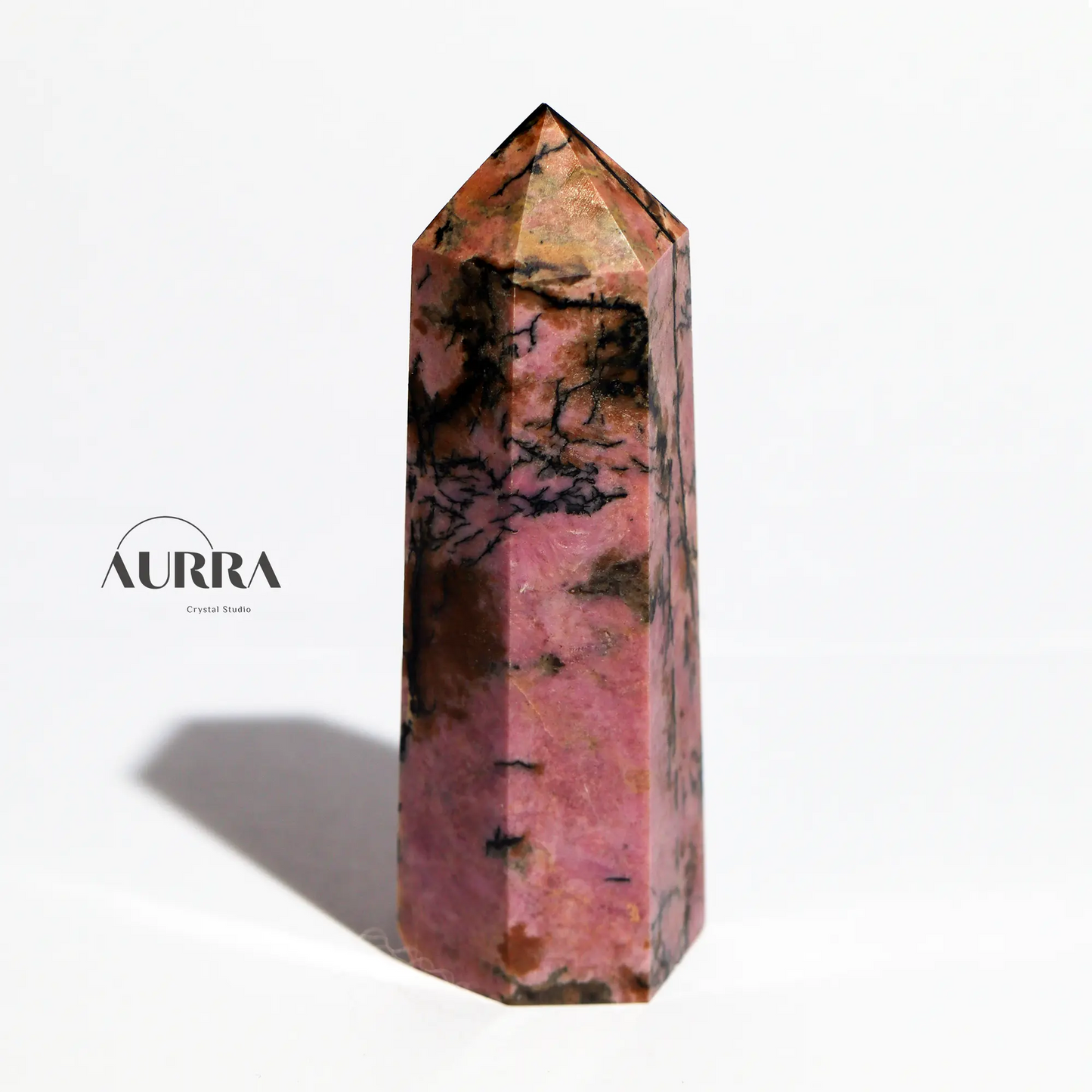Emotional Healing | Rhodonite Tower 3.39 in Aurra Crystal