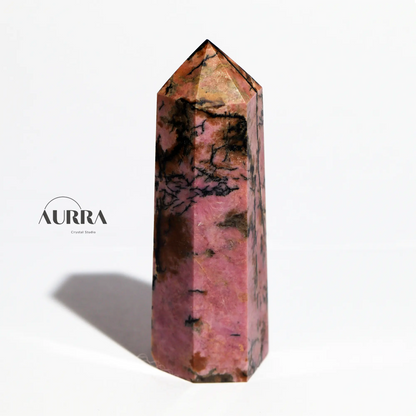 Emotional Healing | Rhodonite Tower 3.39 in Aurra Crystal