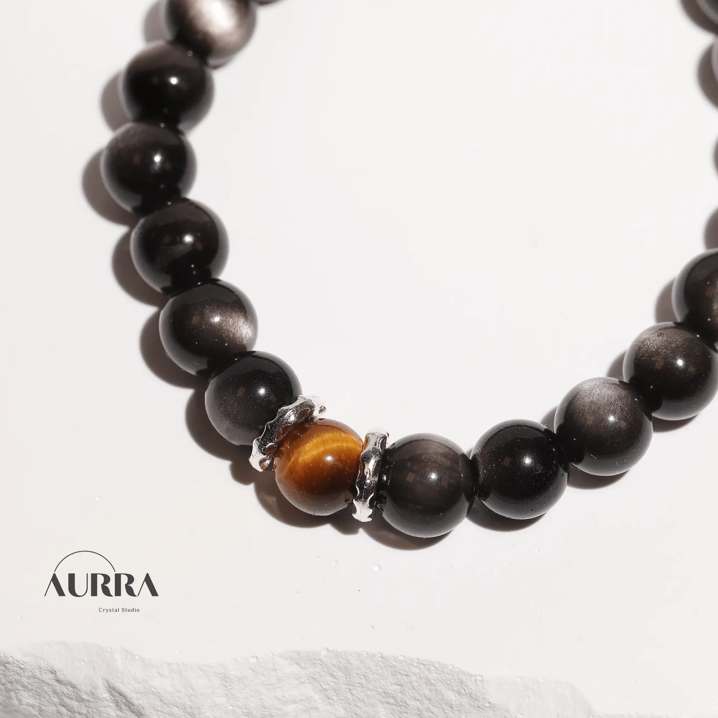 Increase Motivation | Yellow Tiger Eye & Silver Obsidian bracelet - Aurra Crystal