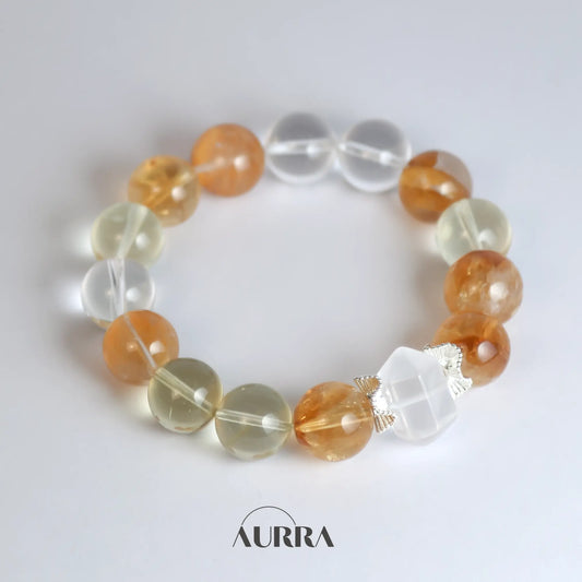 Leo Zodiac Bracelet | Citrine, Lemon Citrine, Yellow Hematoid Quartz & Clear Quartz for Confidence & Abundance  Aurra Crystal