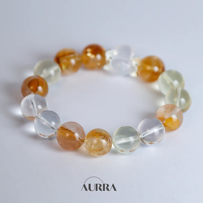 Leo Zodiac Bracelet | Citrine, Lemon Citrine, Yellow Hematoid Quartz & Clear Quartz for Confidence & Abundance  Aurra Crystal