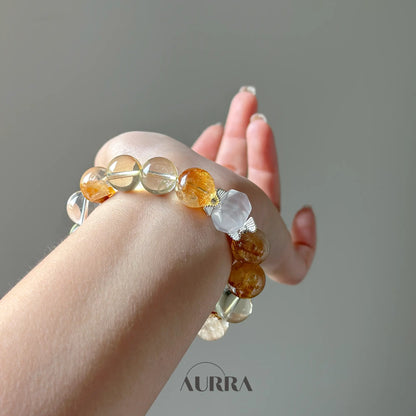 Leo Zodiac Bracelet | Citrine, Lemon Citrine, Yellow Hematoid Quartz & Clear Quartz for Confidence & Abundance  Aurra Crystal