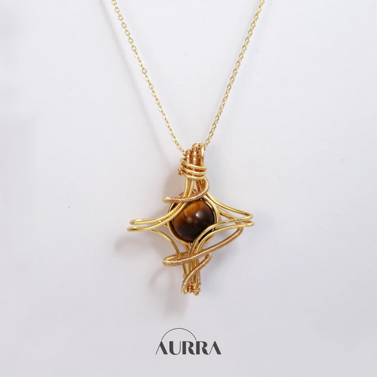 Motivation | Hand-wired Tiger's Eye Star Pendant Adjustable Necklace  Aurra Crystal