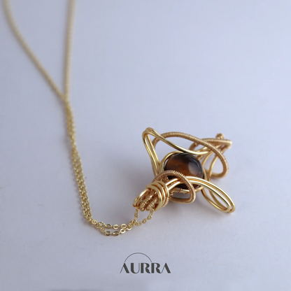 Motivation | Hand-wired Tiger's Eye Star Pendant Adjustable Necklace  Aurra Crystal