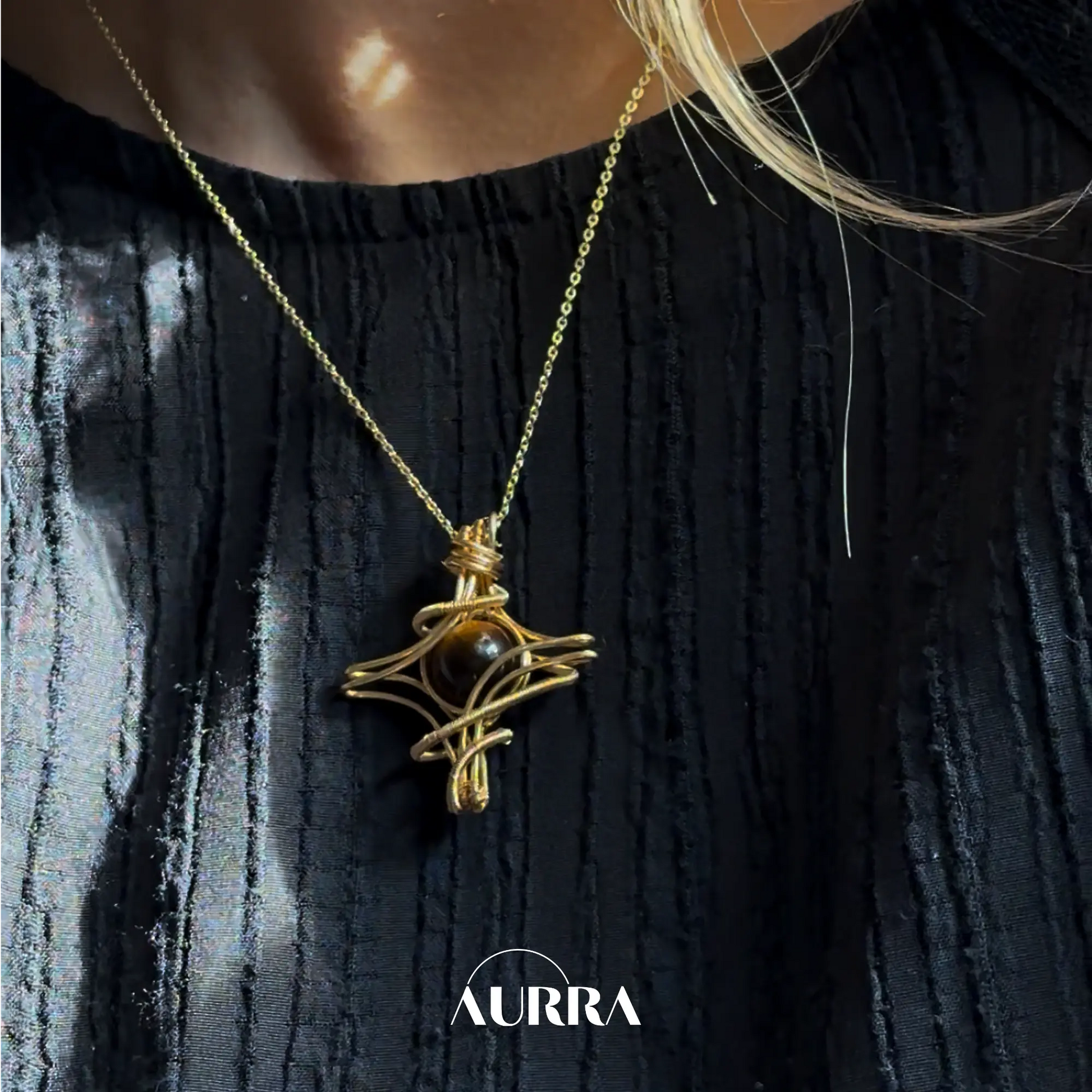 Motivation | Hand-wired Tiger's Eye Star Pendant Adjustable Necklace  Aurra Crystal