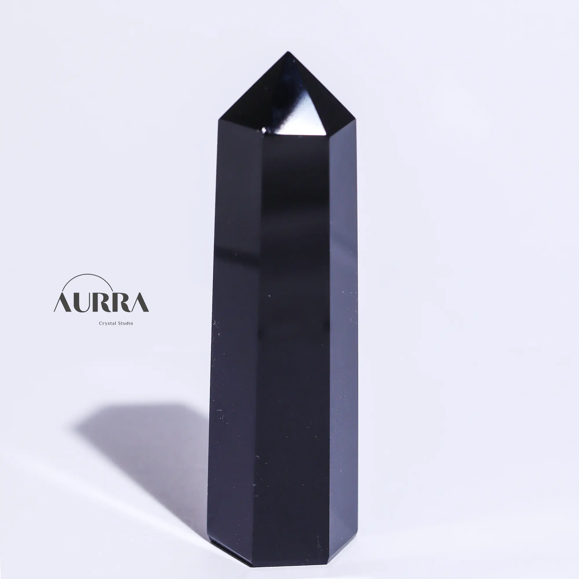Protection | Black Obsidian Tower 3.3 inch Aurra Crystal