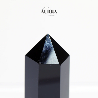 Protection | Black Obsidian Tower 3.3 inch Aurra Crystal