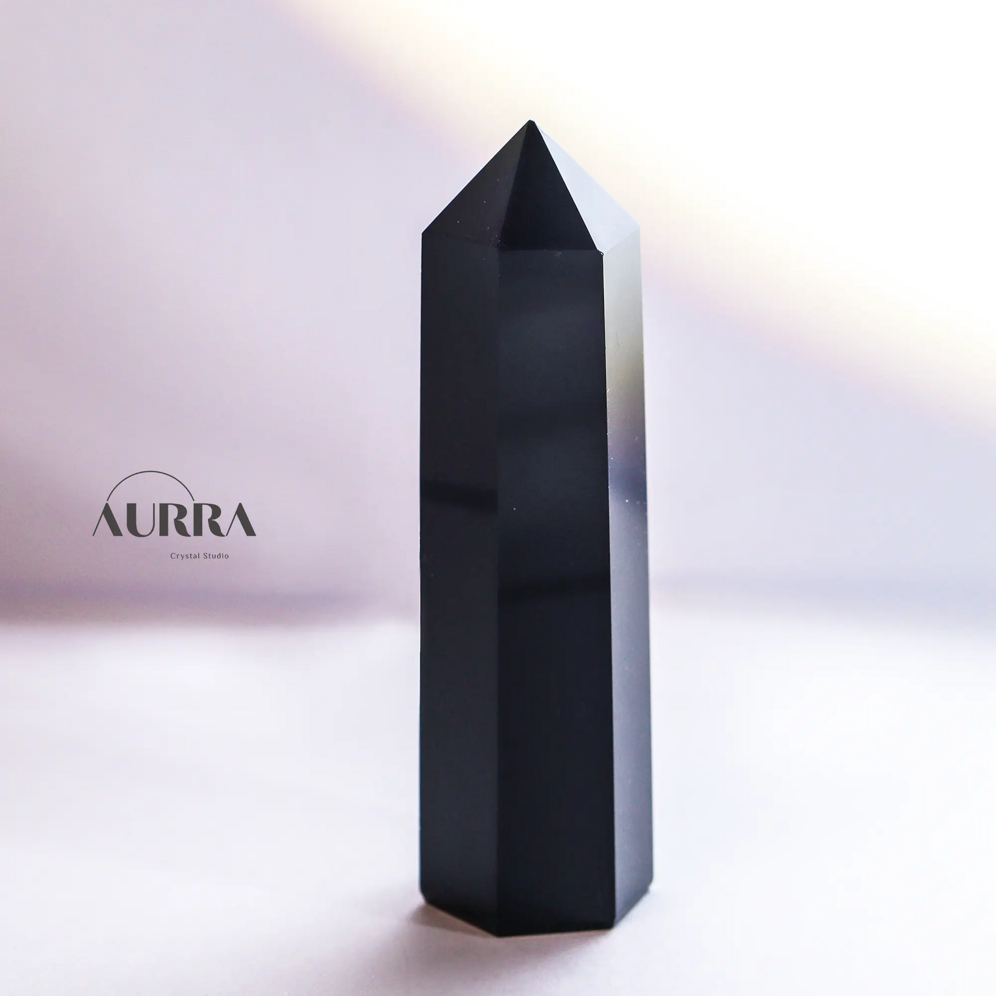 Protection | Black Obsidian Tower 3.3 inch Aurra Crystal