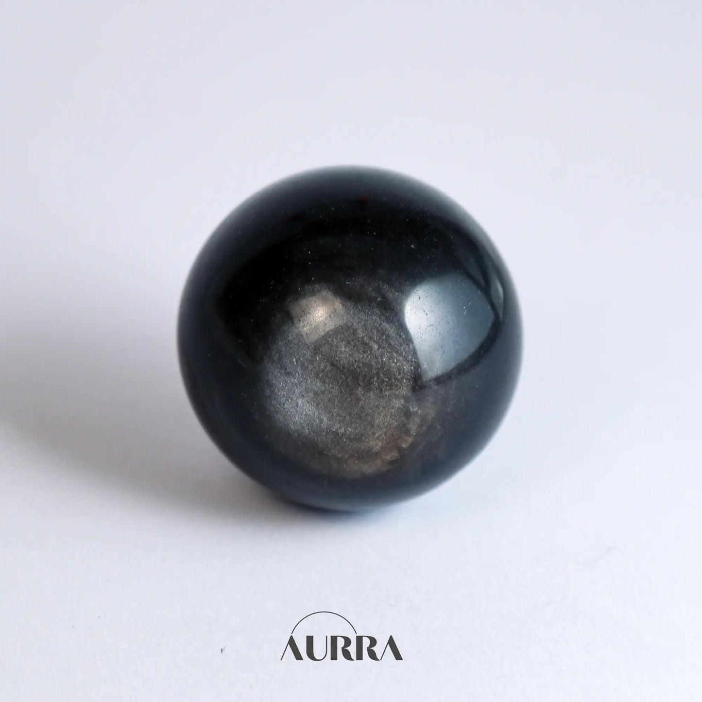 Protection & Focus | Natural High Grade Silver Obsidian Sphere 1.36 in  Aurra Crystal