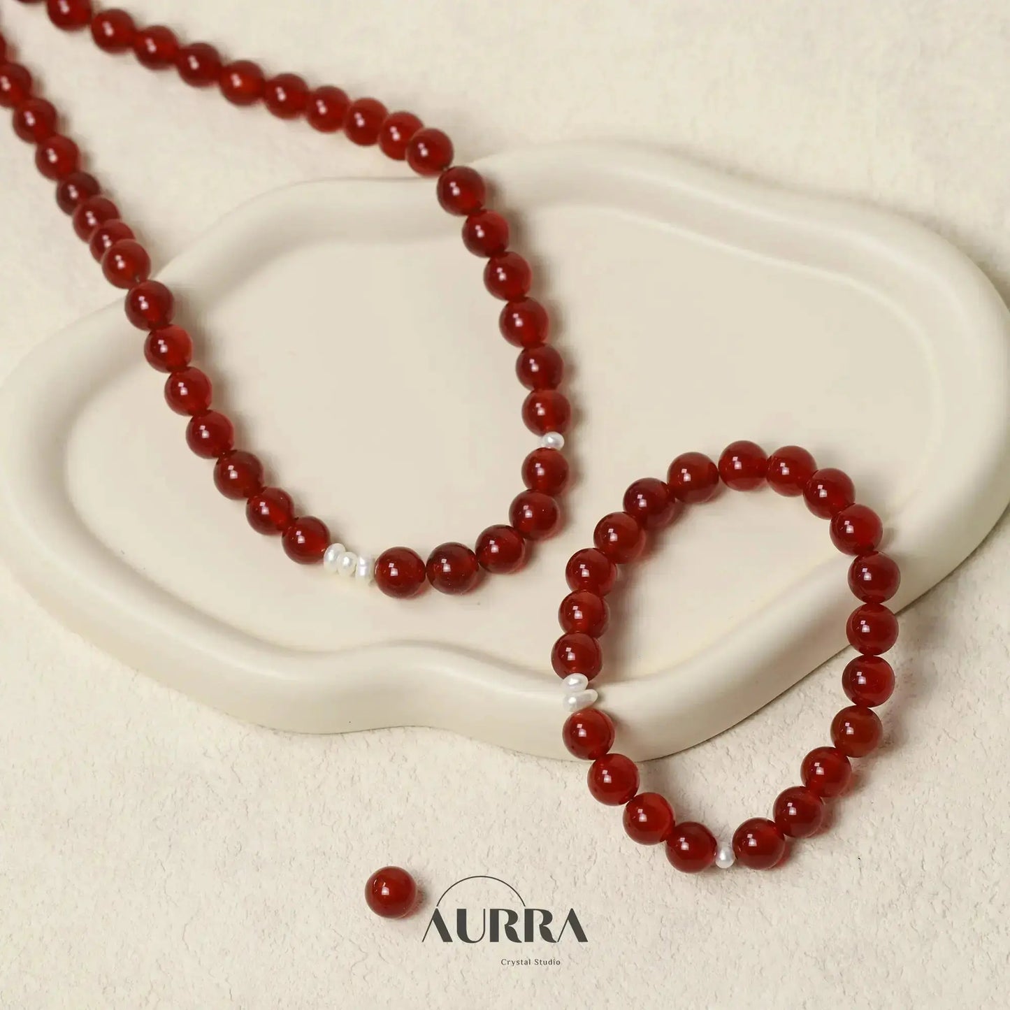 Increase Confidence | Carnelian & Pearl Bracelet Aurra Crystal