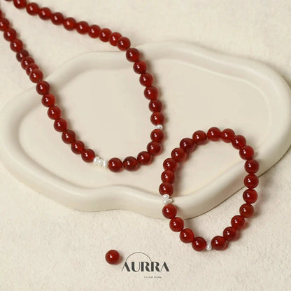 Increase Confidence | Carnelian & Pearl Bracelet Aurra Crystal