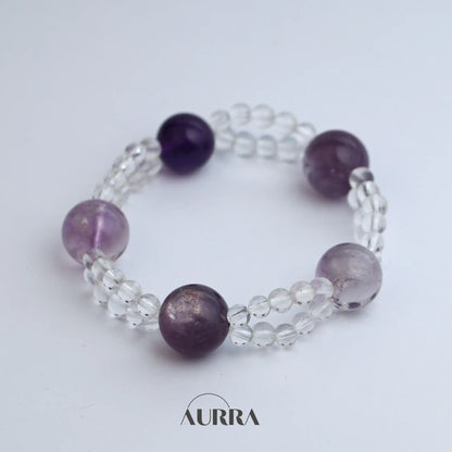 Protection| Black Obsidian, Smoky Quartz and Silver Moonstone Bracelet (Copy) Aurra Crystal