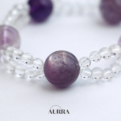 Protection| Black Obsidian, Smoky Quartz and Silver Moonstone Bracelet (Copy) Aurra Crystal