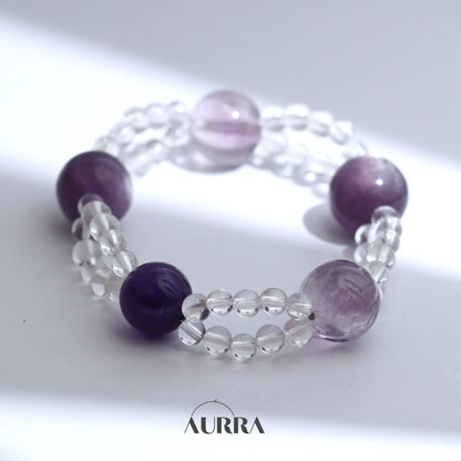Protection| Black Obsidian, Smoky Quartz and Silver Moonstone Bracelet (Copy) Aurra Crystal
