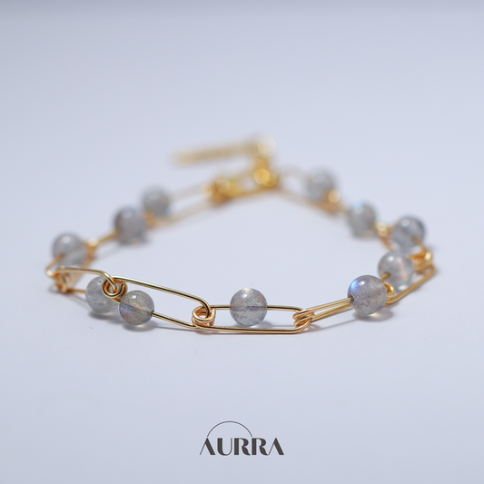 Calmness | Hand-wired Labradorite Safety Pin Bracelet