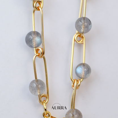 Calmness | Hand-wired Labradorite Safety Pin Bracelet